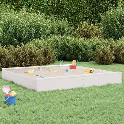 vidaXL Sandbox with Seats White Square Solid Wood Pine - 160 x 160 x 20 cm