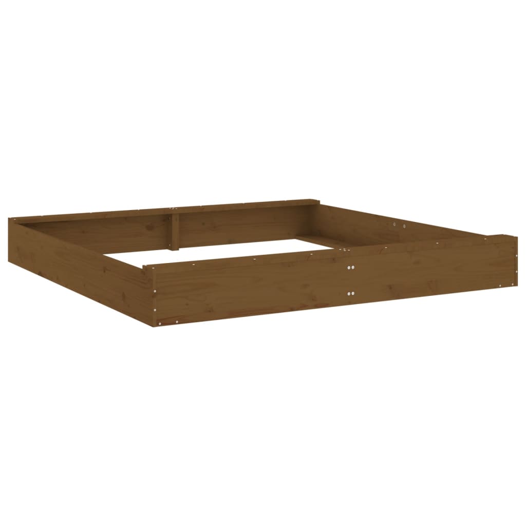 vidaXL Sandbox with Seats Honey Brown Square Solid Wood Pine - 160 x 160 x 20 cm
