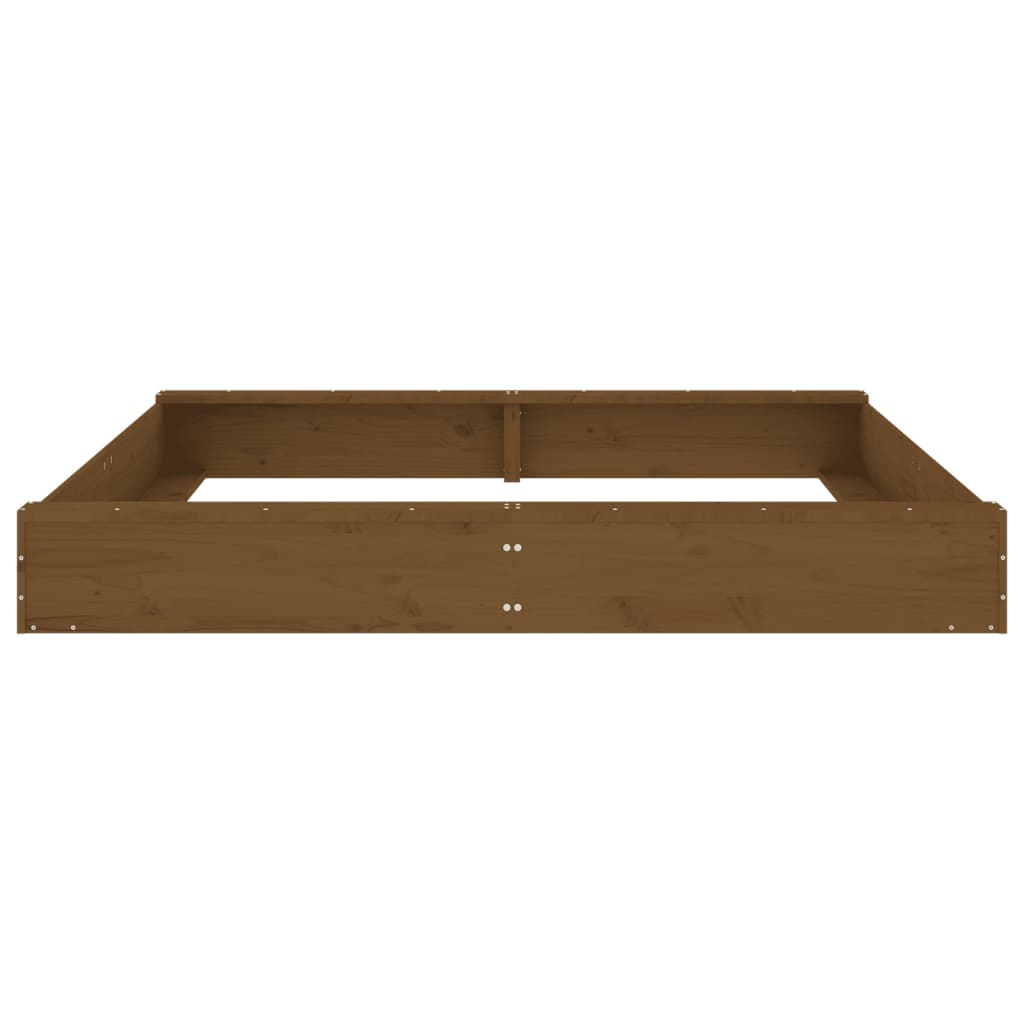 vidaXL Sandbox with Seats Honey Brown Square Solid Wood Pine - 160 x 160 x 20 cm