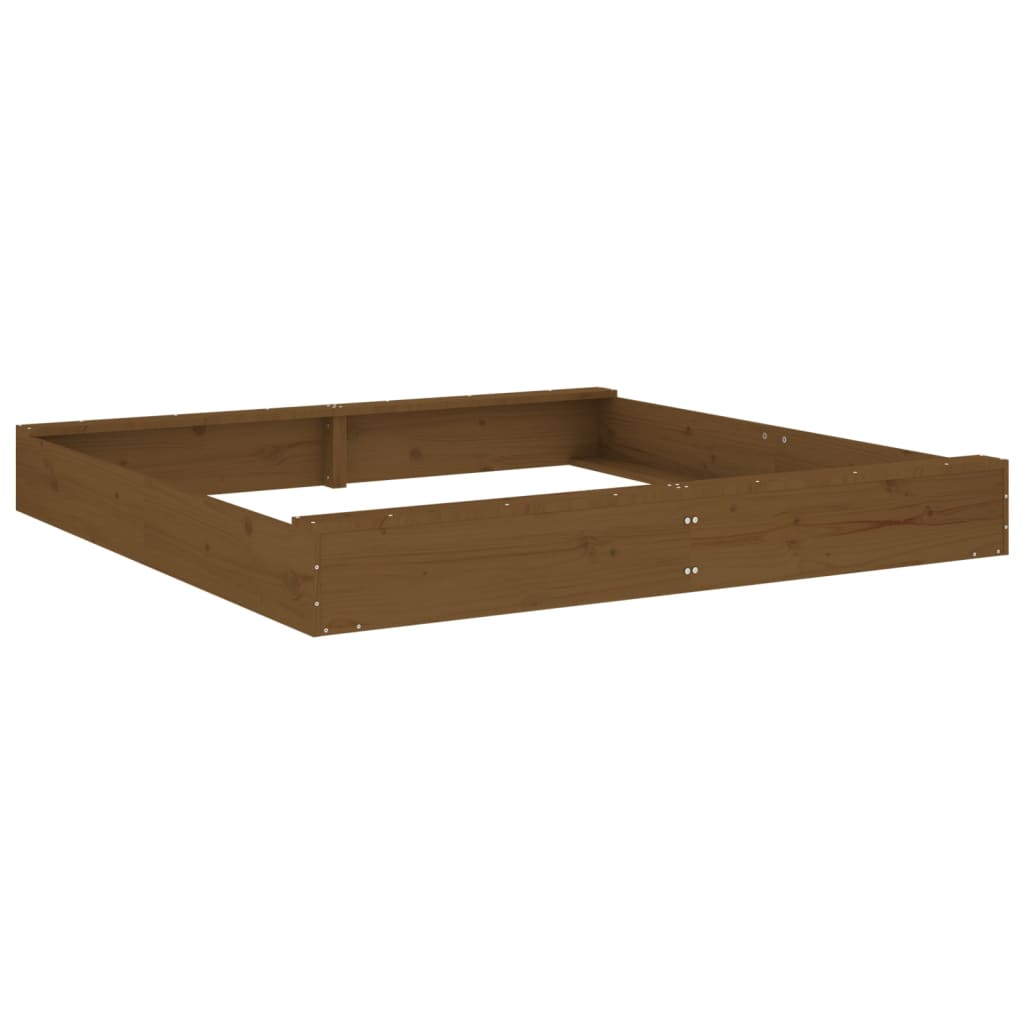 vidaXL Sandbox with Seats Honey Brown Square Solid Wood Pine - 160 x 160 x 20 cm