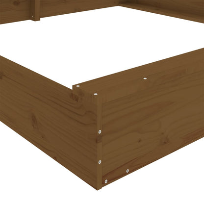 vidaXL Sandbox with Seats Honey Brown Square Solid Wood Pine - 160 x 160 x 20 cm