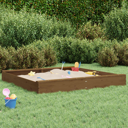 vidaXL Sandbox with Seats Honey Brown Square Solid Wood Pine - 160 x 160 x 20 cm