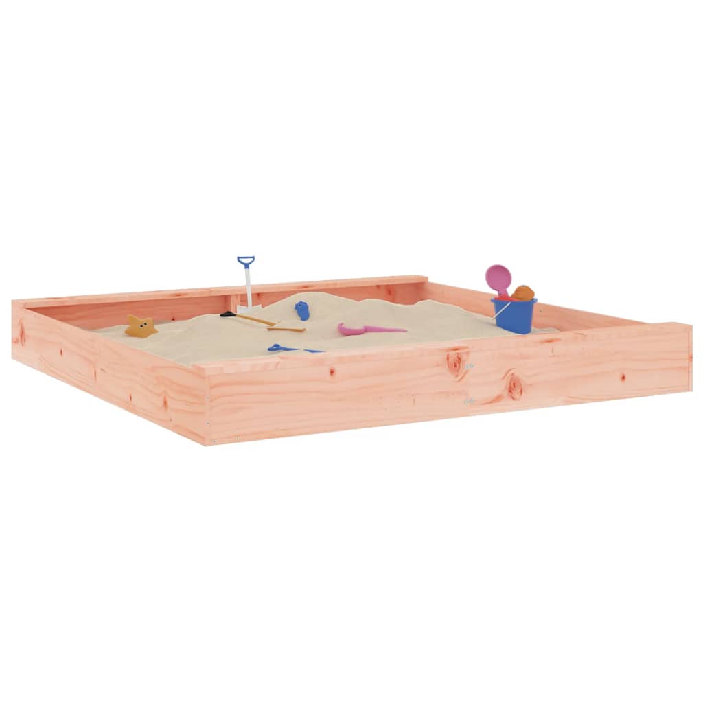 vidaXL Sandbox with Seats Square Solid Wood Douglas - Brown - 160 x 160 x 20 cm