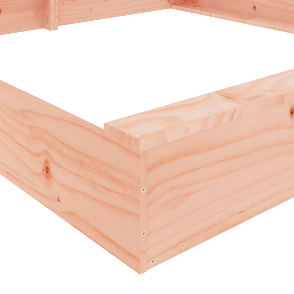 vidaXL Sandbox with Seats Square Solid Wood Douglas - Brown - 160 x 160 x 20 cm