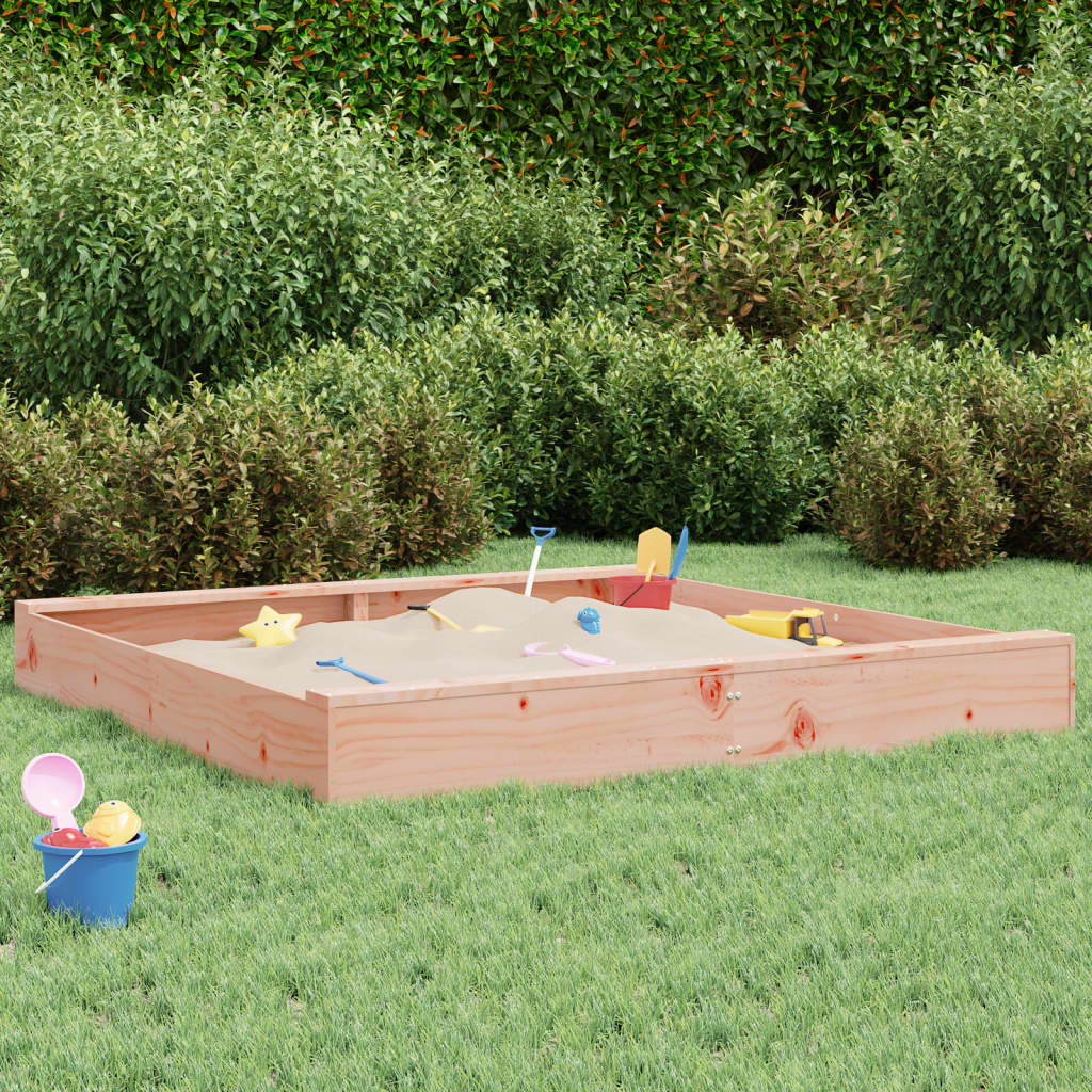 vidaXL Sandbox with Seats Square Solid Wood Douglas - Brown - 160 x 160 x 20 cm