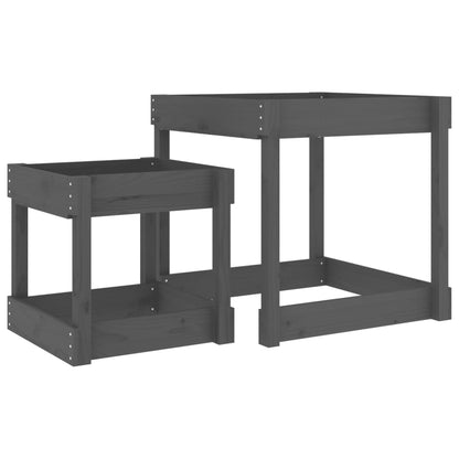 vidaXL Sand Tables 2 pcs Grey Solid Wood Pine - grey pine