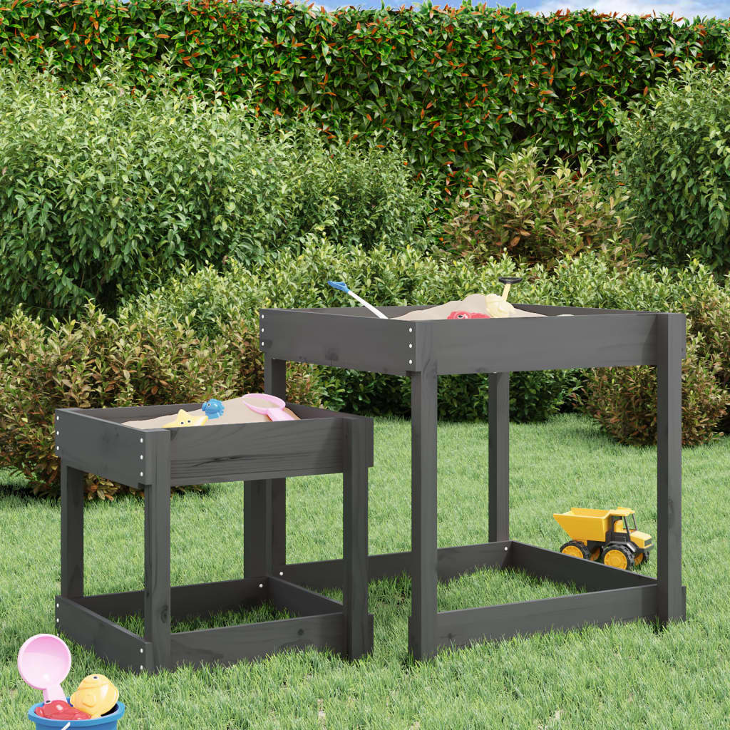 vidaXL Sand Tables 2 pcs Grey Solid Wood Pine - grey pine