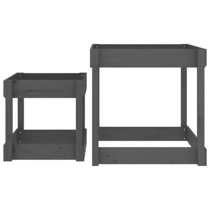 vidaXL Sand Tables 2 pcs Grey Solid Wood Pine - grey pine