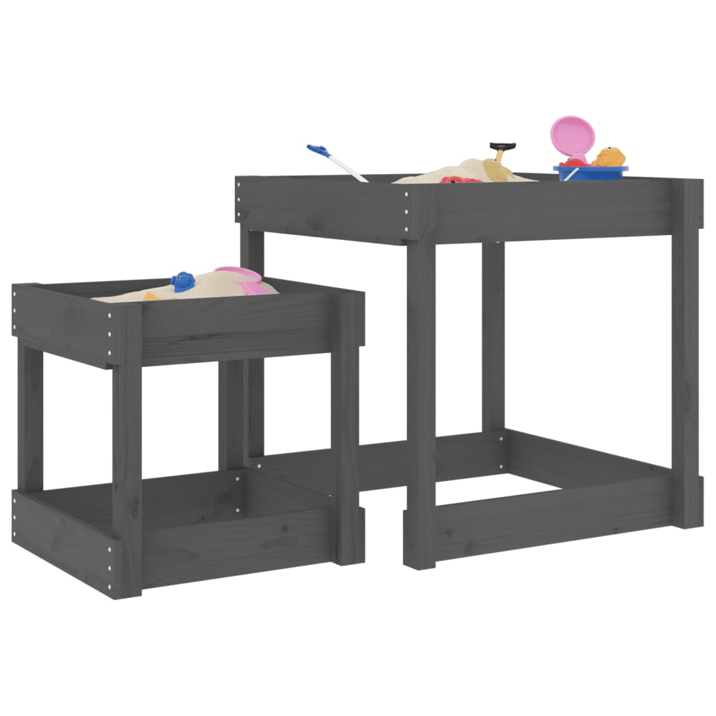vidaXL Sand Tables 2 pcs Grey Solid Wood Pine - grey pine