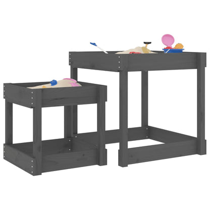 vidaXL Sand Tables 2 pcs Grey Solid Wood Pine - grey pine