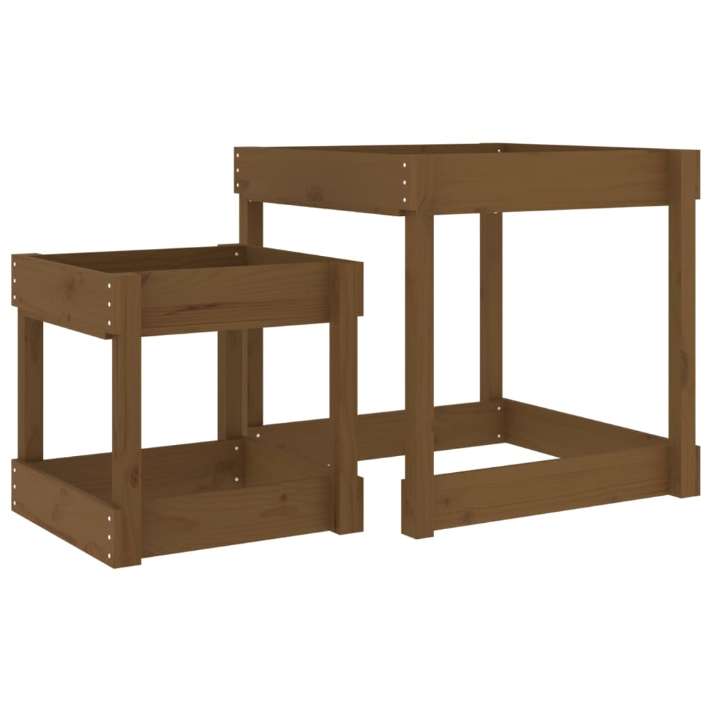 vidaXL Sand Tables 2 pcs Honey Brown Solid Wood Pine - honey brown pine
