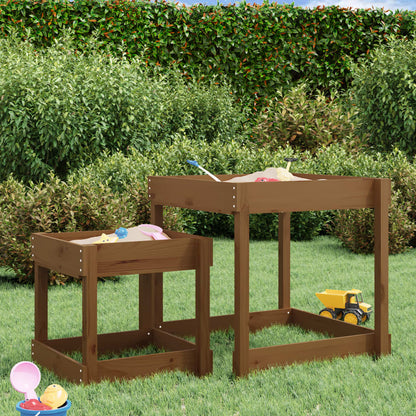 vidaXL Sand Tables 2 pcs Honey Brown Solid Wood Pine - honey brown pine
