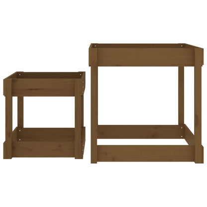 vidaXL Sand Tables 2 pcs Honey Brown Solid Wood Pine - honey brown pine