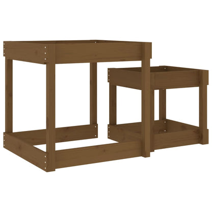 vidaXL Sand Tables 2 pcs Honey Brown Solid Wood Pine - honey brown pine
