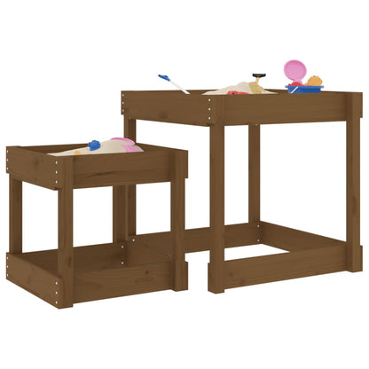 vidaXL Sand Tables 2 pcs Honey Brown Solid Wood Pine - honey brown pine