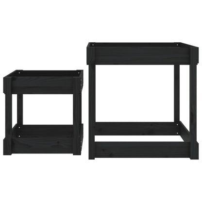 vidaXL Sand Tables 2 pcs Black Solid Wood Pine - black pine