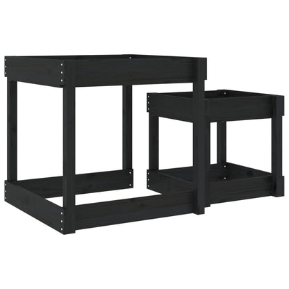 vidaXL Sand Tables 2 pcs Black Solid Wood Pine - black pine