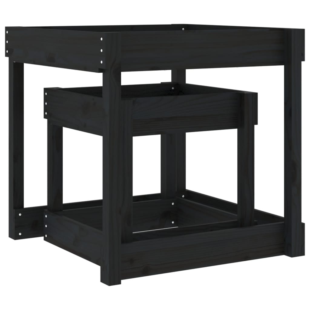 vidaXL Sand Tables 2 pcs Black Solid Wood Pine - black pine