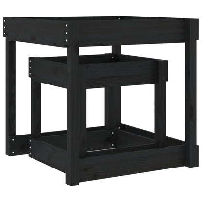 vidaXL Sand Tables 2 pcs Black Solid Wood Pine - black pine