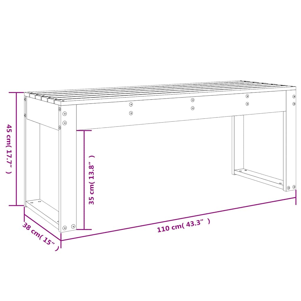 vidaXL Garden Bench Honey Brown 110x38x45 cm Solid Wood Pine