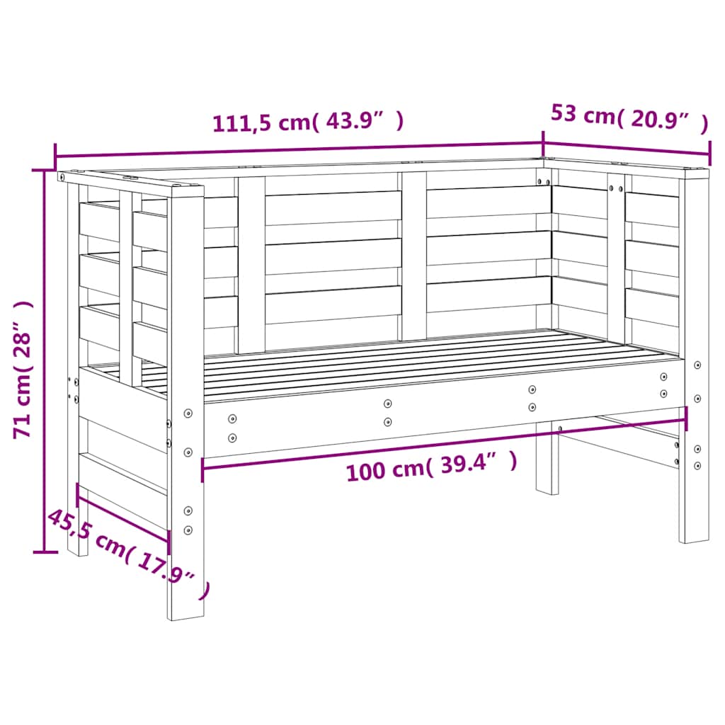 vidaXL Garden Bench White 111.5x53x71 cm Solid Wood Pine