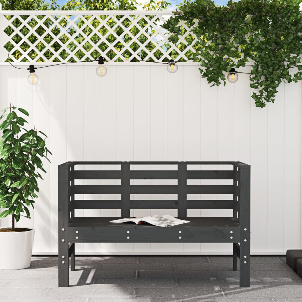 vidaXL Garden Bench Grey 111.5x53x71 cm Solid Wood Pine