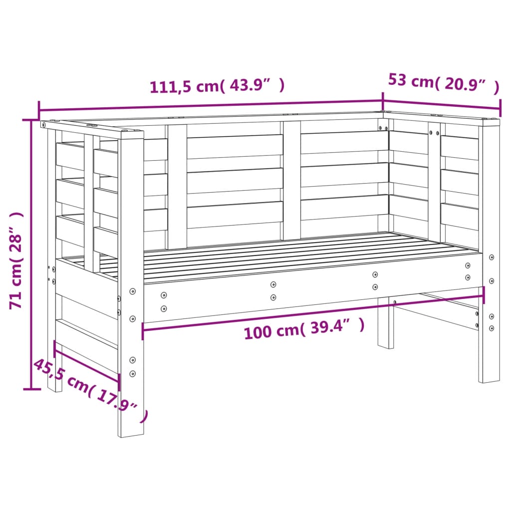 vidaXL Garden Bench 111.5x53x71 cm Solid Wood Douglas - Brown