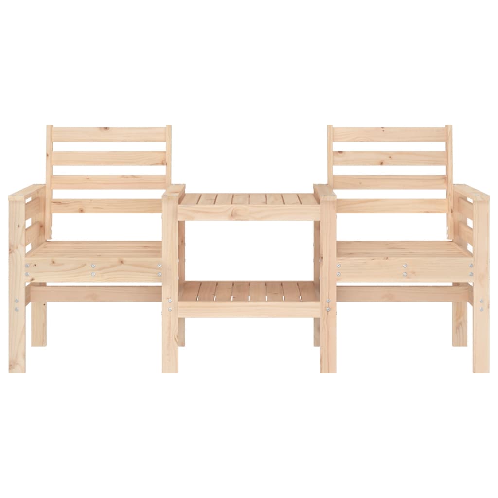 vidaXL Garden Bench with Table 2-Seater Solid Wood Pine - Brown