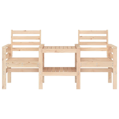 vidaXL Garden Bench with Table 2-Seater Solid Wood Pine - Brown