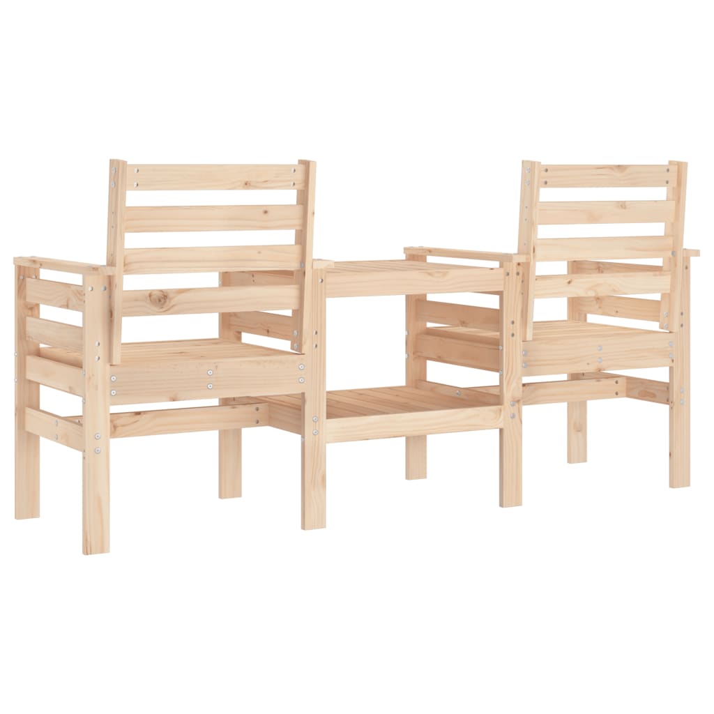 vidaXL Garden Bench with Table 2-Seater Solid Wood Pine - Brown