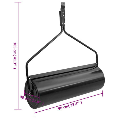 vidaXL Garden Lawn Roller Push Black 63 L Iron - Multicolour - 30 x 90 cm