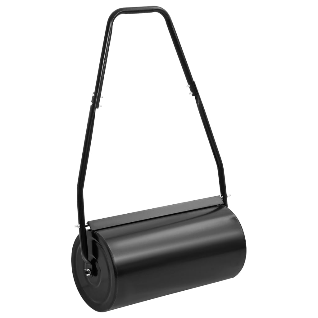 vidaXL Garden Lawn Roller with Handle Black 42 L Iron and Steel - Ø 30 x 60 cm