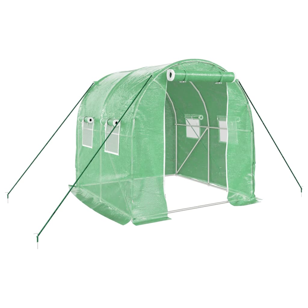 vidaXL Greenhouse with Steel Frame Green 4 m² 2x2x2 m - 2 x 2 x 2 m