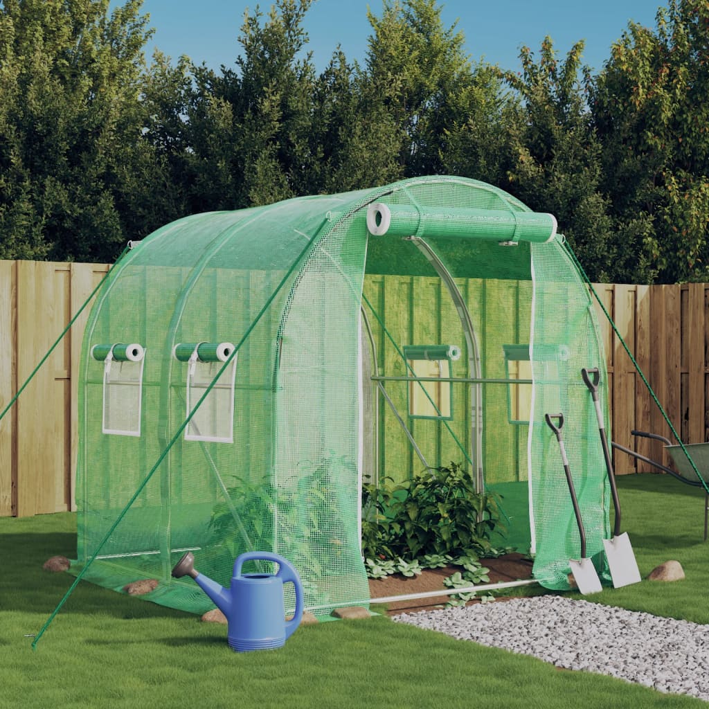 vidaXL Greenhouse with Steel Frame Green 4 m² 2x2x2 m - 2 x 2 x 2 m