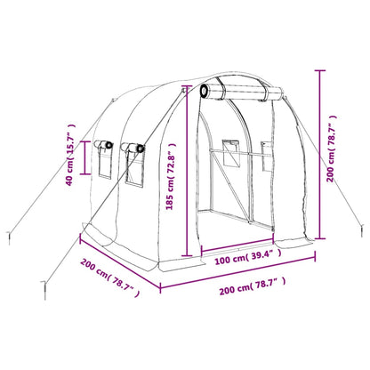 vidaXL Greenhouse with Steel Frame White 4 m² 2x2x2 m - 2 x 2 x 2 m
