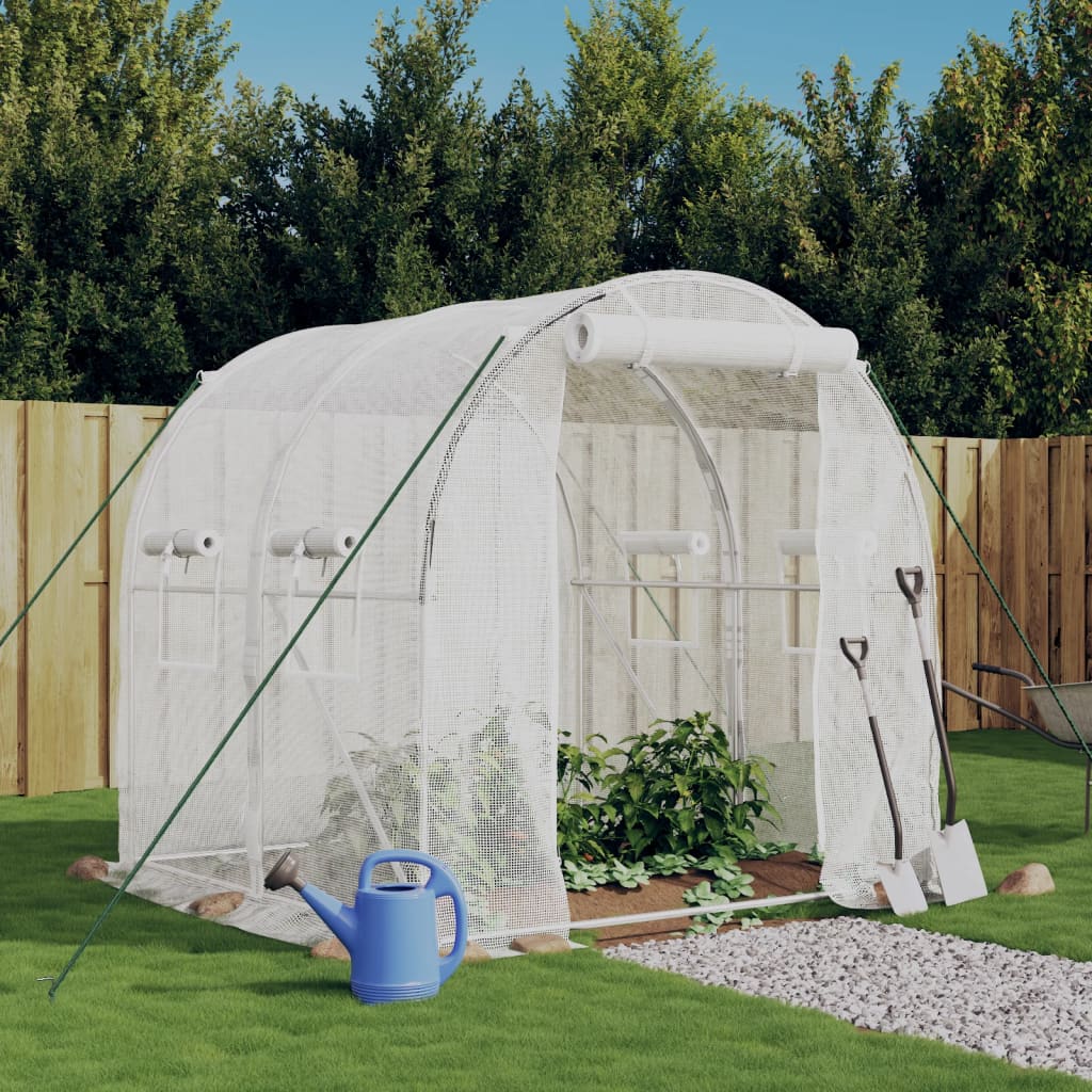 vidaXL Greenhouse with Steel Frame White 4 m² 2x2x2 m - 2 x 2 x 2 m