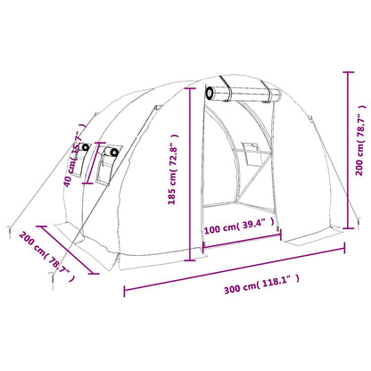 vidaXL Greenhouse with Steel Frame White 6 m² 3x2x2 m - 3 x 2 x 2 m