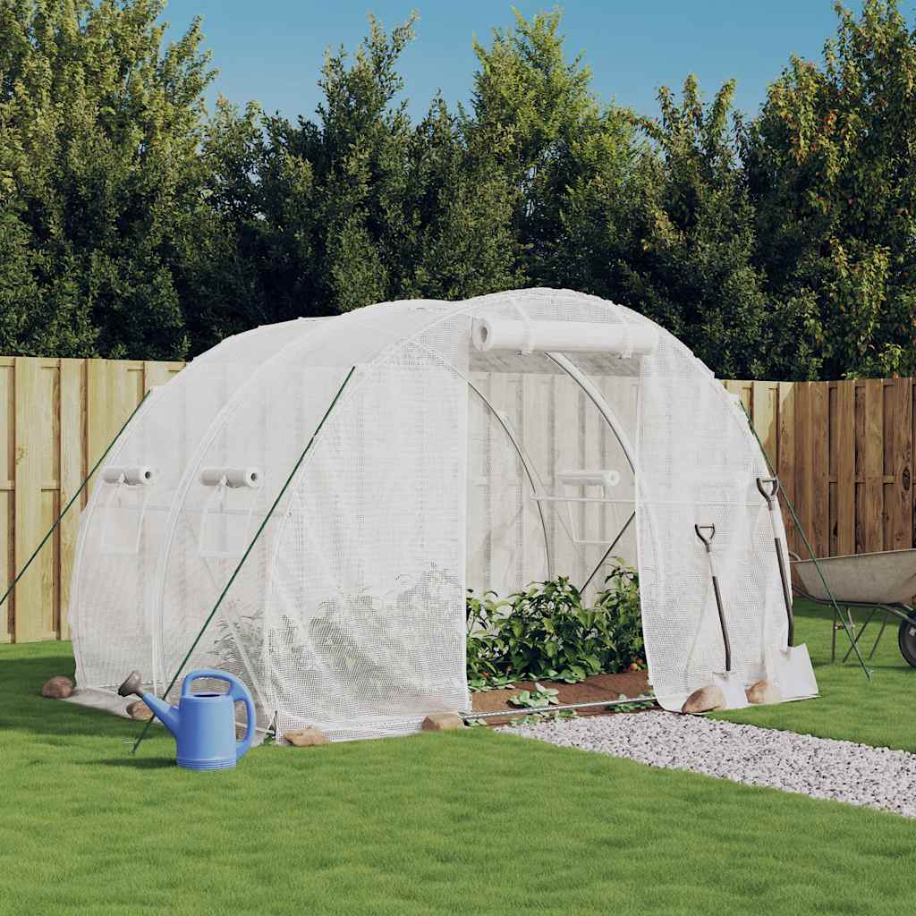 vidaXL Greenhouse with Steel Frame White 6 m² 3x2x2 m - 3 x 2 x 2 m