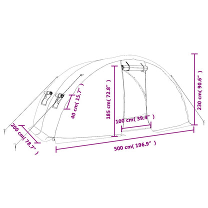 vidaXL Greenhouse with Steel Frame Green 10 m² 5x2x2.3 m - 5 x 2 x 2.3 m