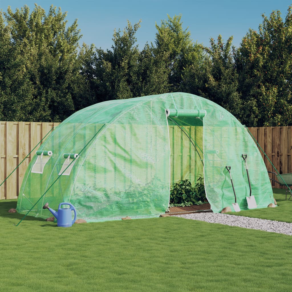 vidaXL Greenhouse with Steel Frame Green 10 m² 5x2x2.3 m - 5 x 2 x 2.3 m