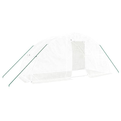 vidaXL Greenhouse with Steel Frame White 10 m² 5x2x2.3 m - 5 x 2 x 2.3 m