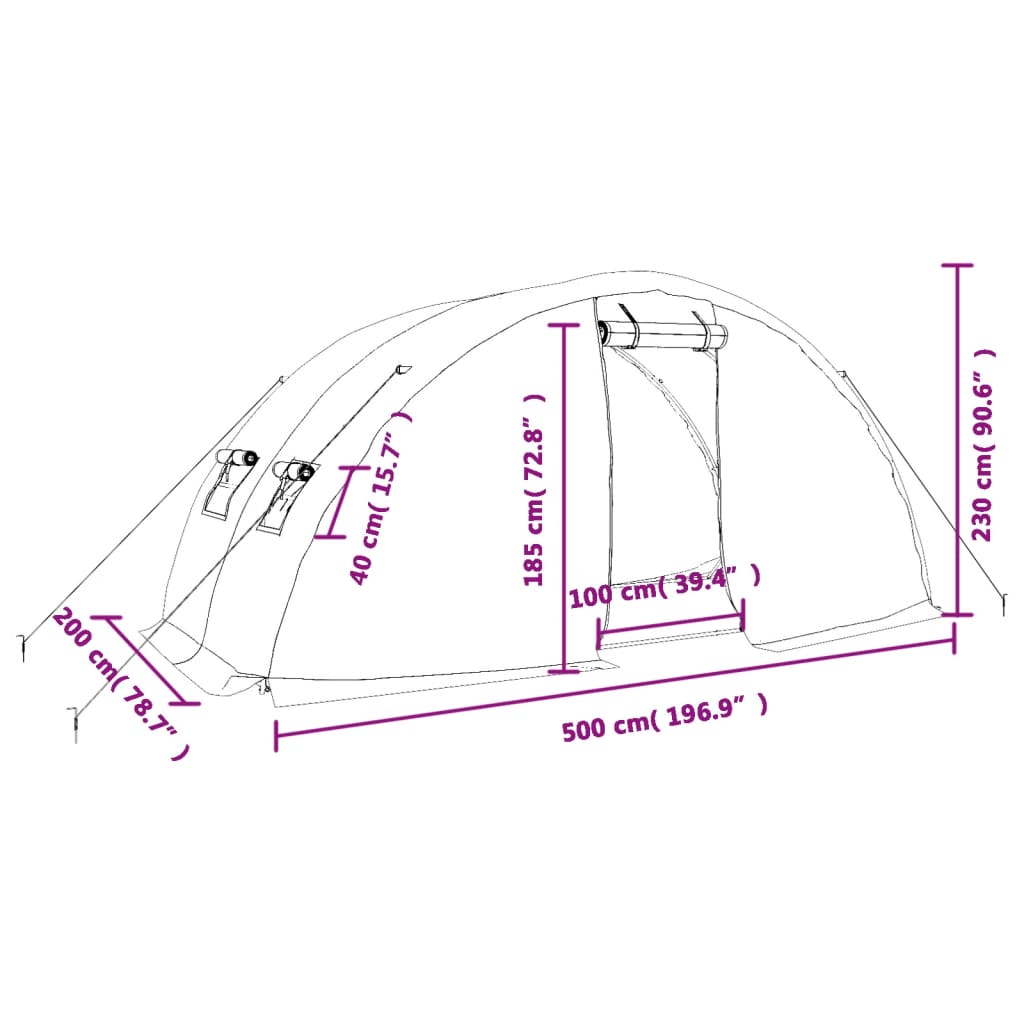 vidaXL Greenhouse with Steel Frame White 10 m² 5x2x2.3 m - 5 x 2 x 2.3 m