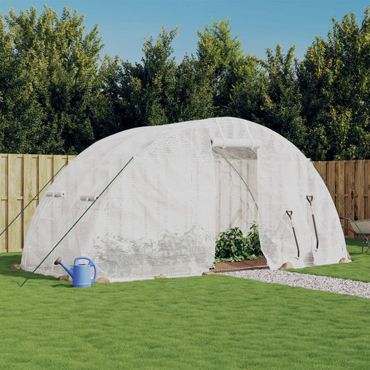 vidaXL Greenhouse with Steel Frame White 10 m² 5x2x2.3 m - 5 x 2 x 2.3 m