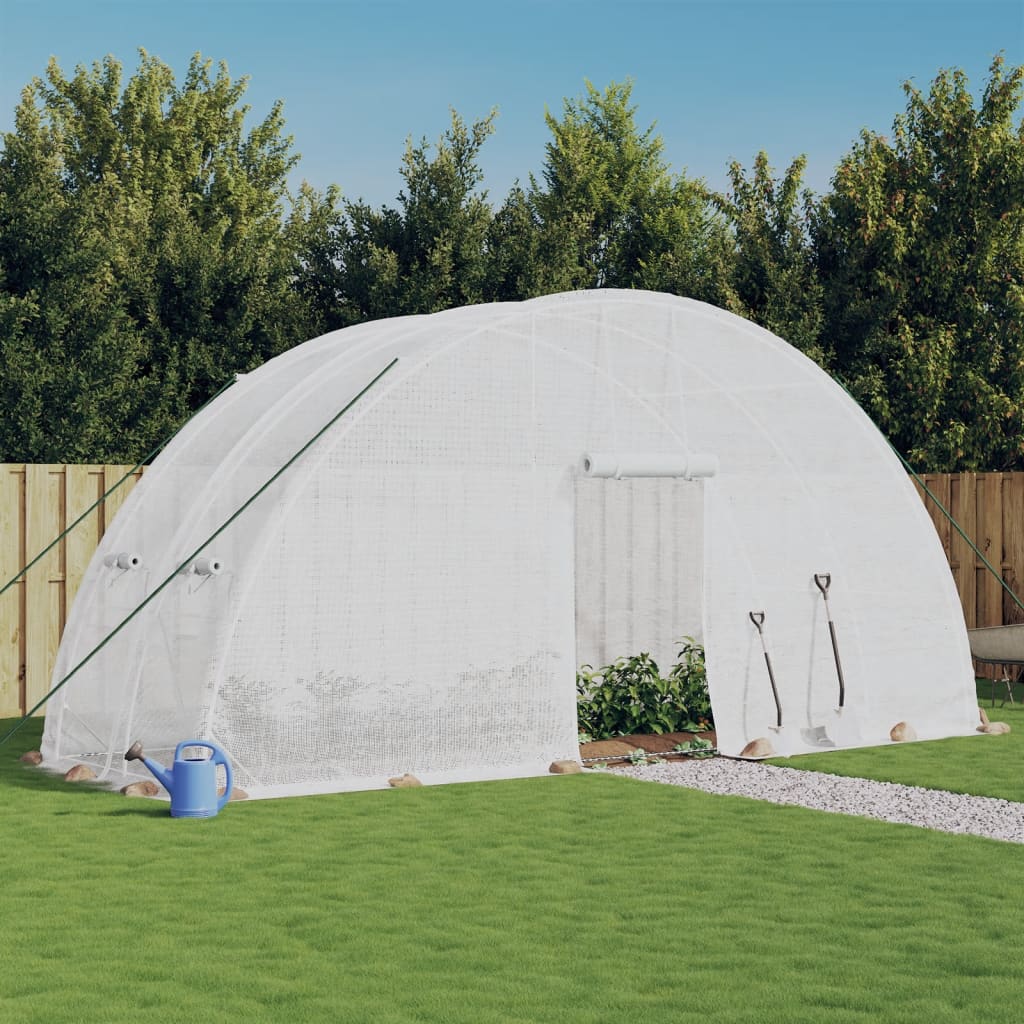vidaXL Greenhouse with Steel Frame White 12 m² 6x2x2.85 m - 6 x 2 x 2.85 m