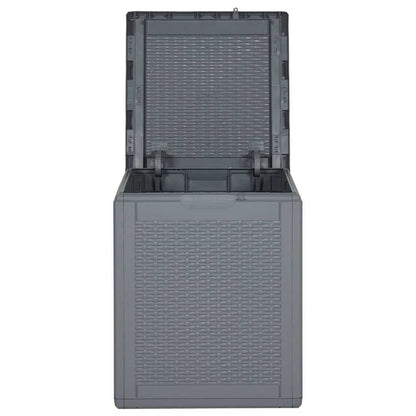 vidaXL Garden Storage Box Grey PP Rattan 90 L