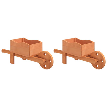 vidaXL Wheelbarrow Planters 2 pcs 47x15x19 cm Solid Wood Fir - Brown