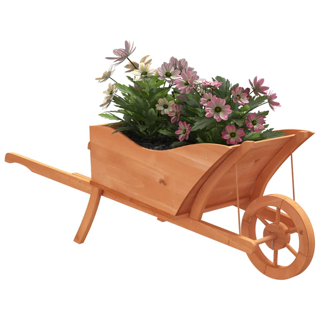 vidaXL Wheelbarrow Planter 128x45.5x43 cm Solid Wood Fir - Brown