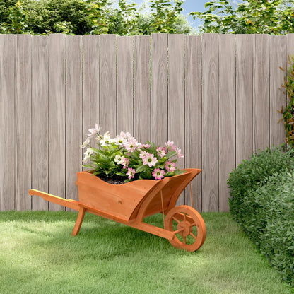 vidaXL Wheelbarrow Planter 128x45.5x43 cm Solid Wood Fir - Brown