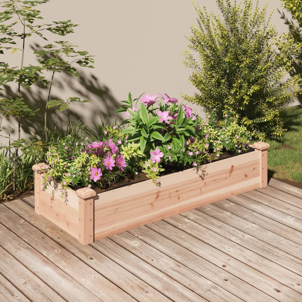 vidaXL Garden Raised Bed with Liner 120x45x25 cm Solid Wood Fir - Brown
