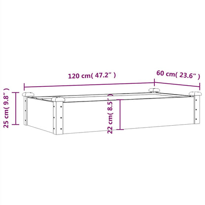 vidaXL Garden Raised Bed with Liner 120x60x25 cm Solid Wood Fir - Brown